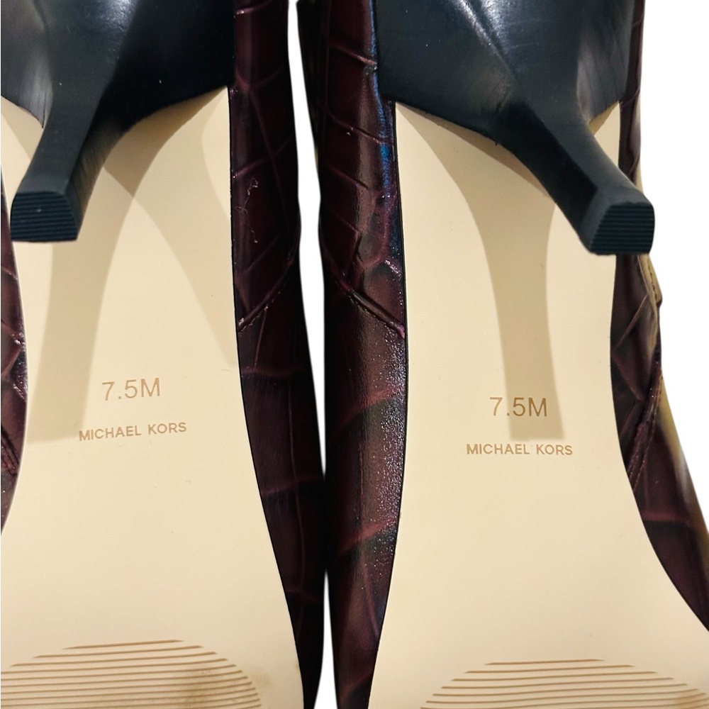 ✨ Michael Kors Selina Heeled Bootie – Oxblood Leather – Size 7.5M - Picture 13 of 15